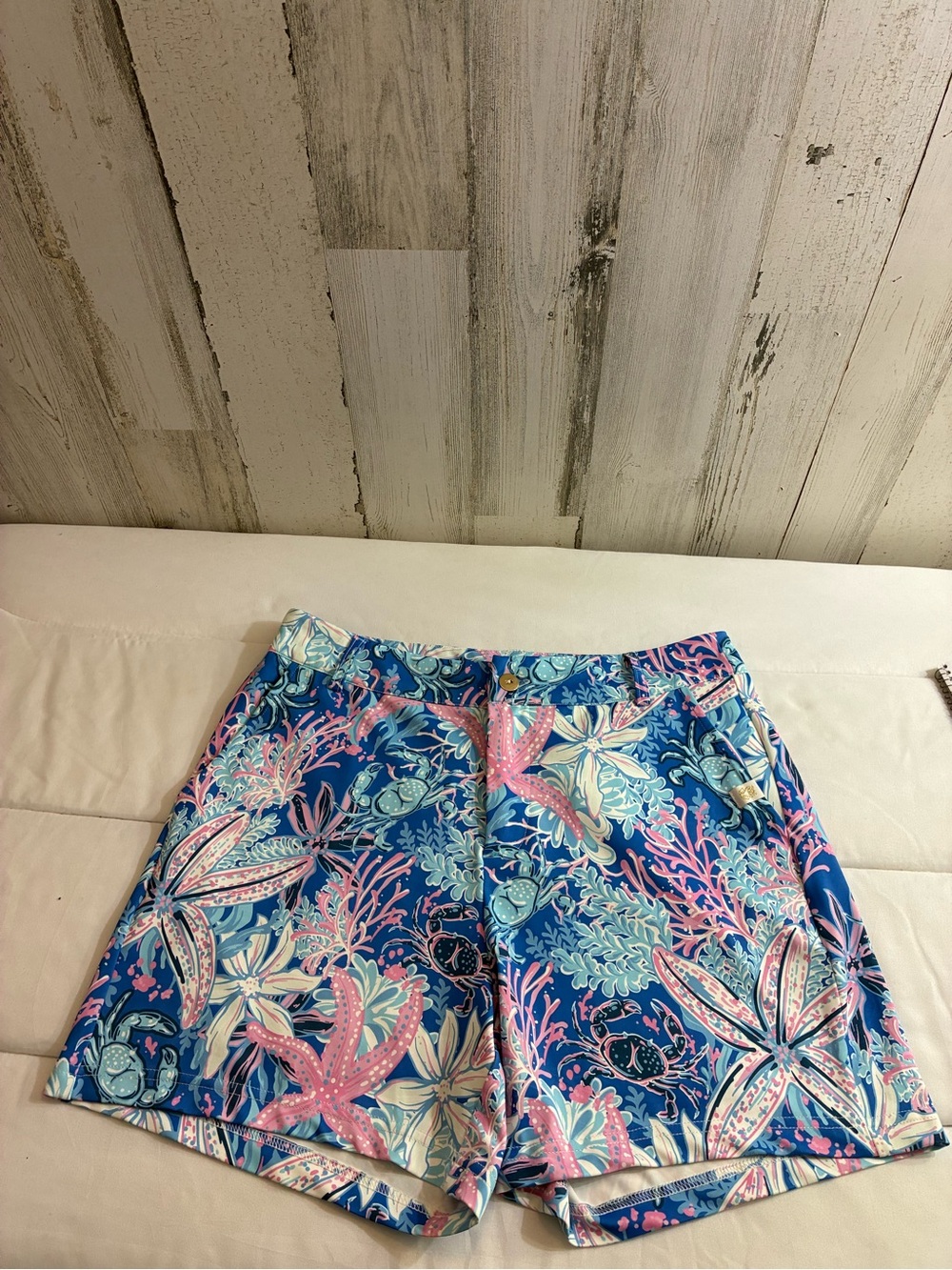 Simply Southern Blue Floral Coral-Accented Shorts